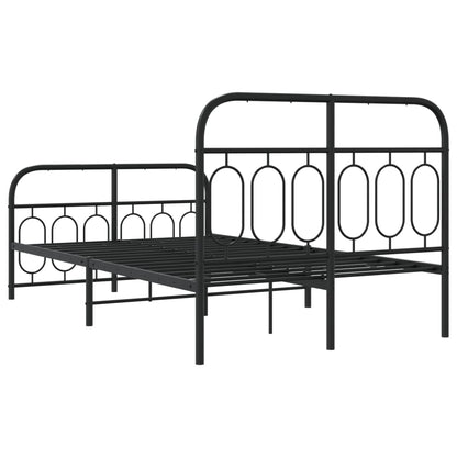 Estrutura de cama com cabeceira e pés 120x190 cm metal preto