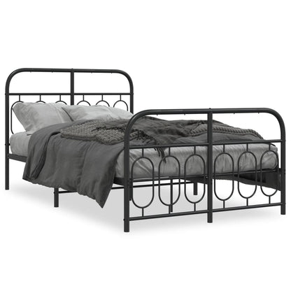 Estrutura de cama com cabeceira e pés 120x190 cm metal preto