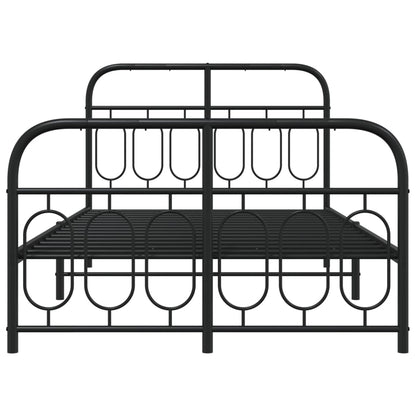 Estrutura de cama com cabeceira e pés 120x200 cm metal preto