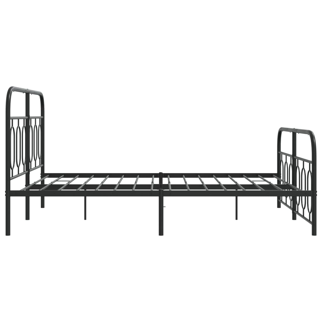 Estrutura de cama com cabeceira e pés 135x190 cm metal preto