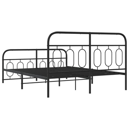 Estrutura de cama com cabeceira e pés 135x190 cm metal preto