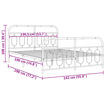 Estrutura de cama com cabeceira e pés 135x190 cm metal preto