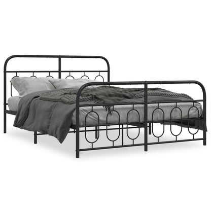 Estrutura de cama com cabeceira e pés 135x190 cm metal preto