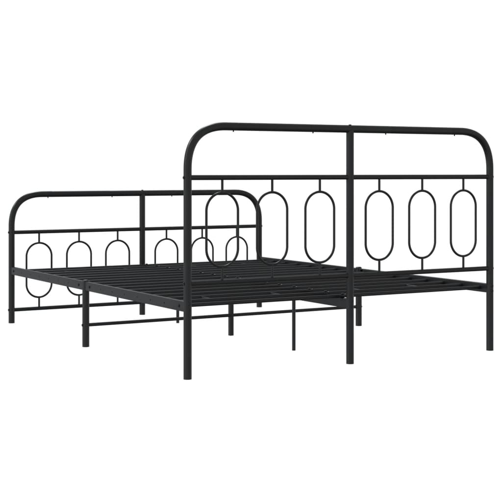 Estrutura de cama com cabeceira e pés 140x190 cm metal preto