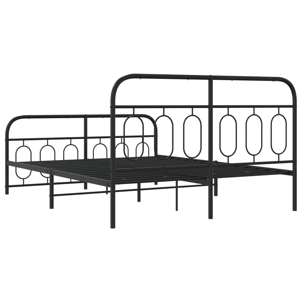 Estrutura de cama com cabeceira e pés 140x200 cm metal preto