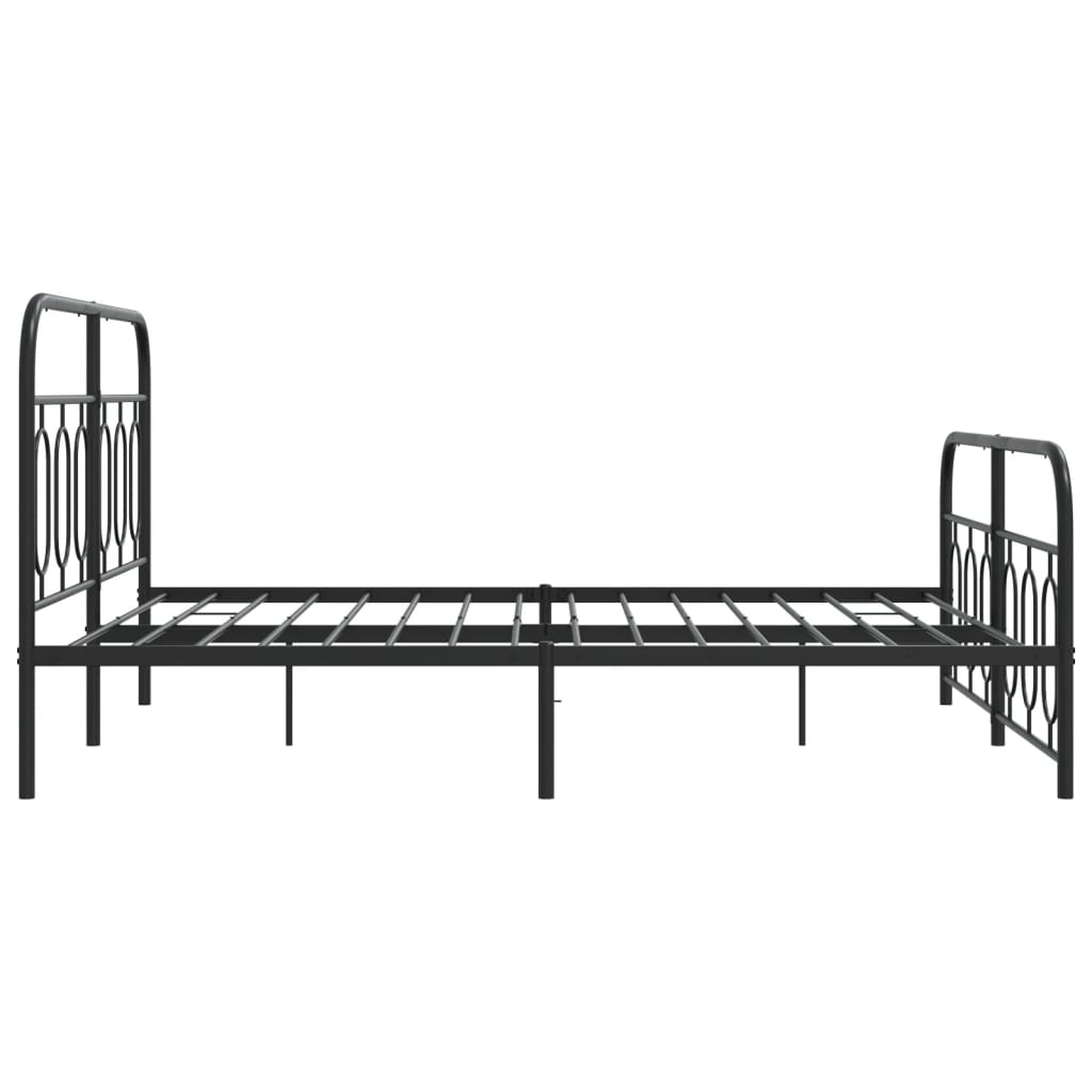 Estrutura de cama com cabeceira e pés 150x200 cm metal preto