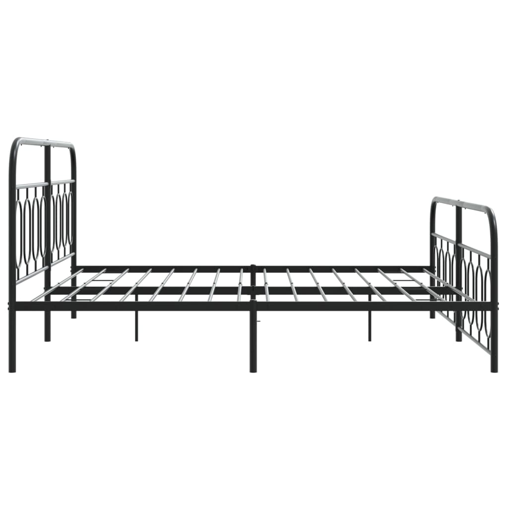 Estrutura de cama com cabeceira e pés 160x200 cm metal preto