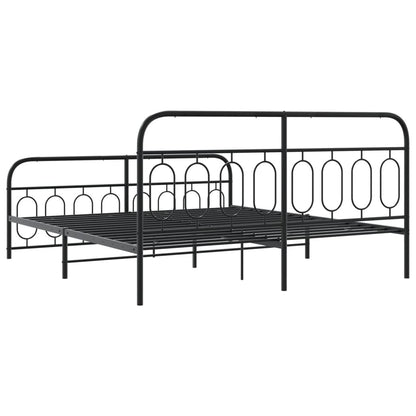 Estrutura de cama com cabeceira e pés 160x200 cm metal preto