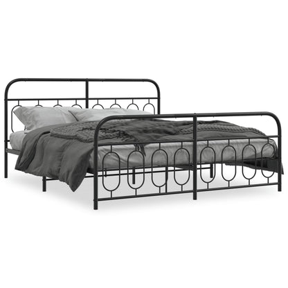 Estrutura de cama com cabeceira e pés 160x200 cm metal preto