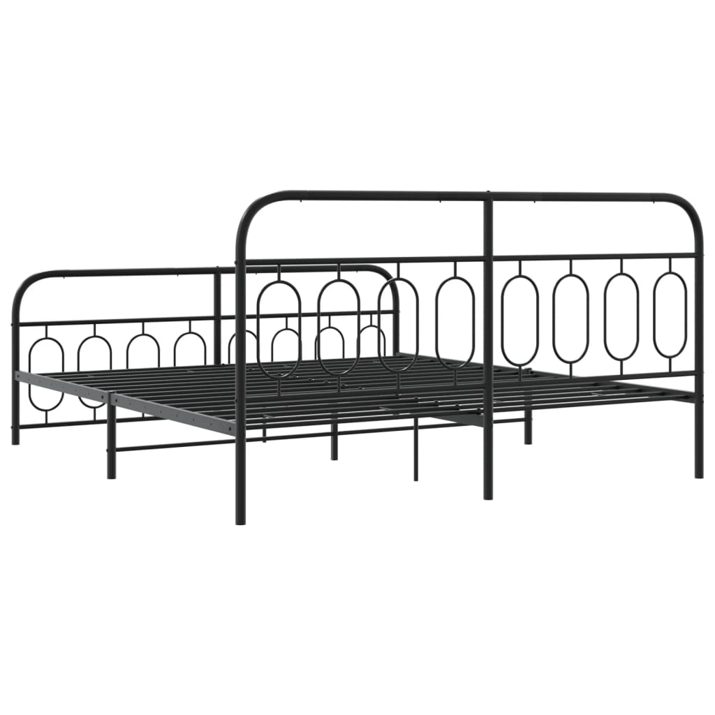 Estrutura de cama com cabeceira e pés 180x200 cm metal preto