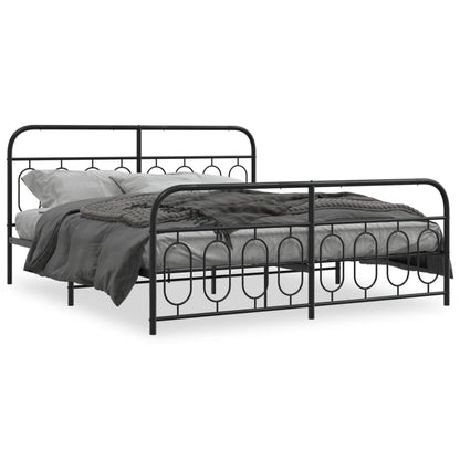 Estrutura de cama com cabeceira e pés 180x200 cm metal preto