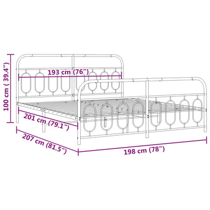 Estrutura de cama com cabeceira e pés 193x203 cm metal preto