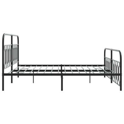 Estrutura de cama com cabeceira e pés 200x200 cm metal preto