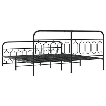 Estrutura de cama com cabeceira e pés 200x200 cm metal preto