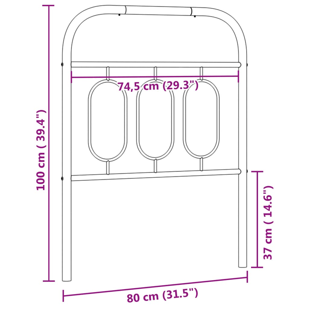 Cabeceira de cama 75 cm metal preto