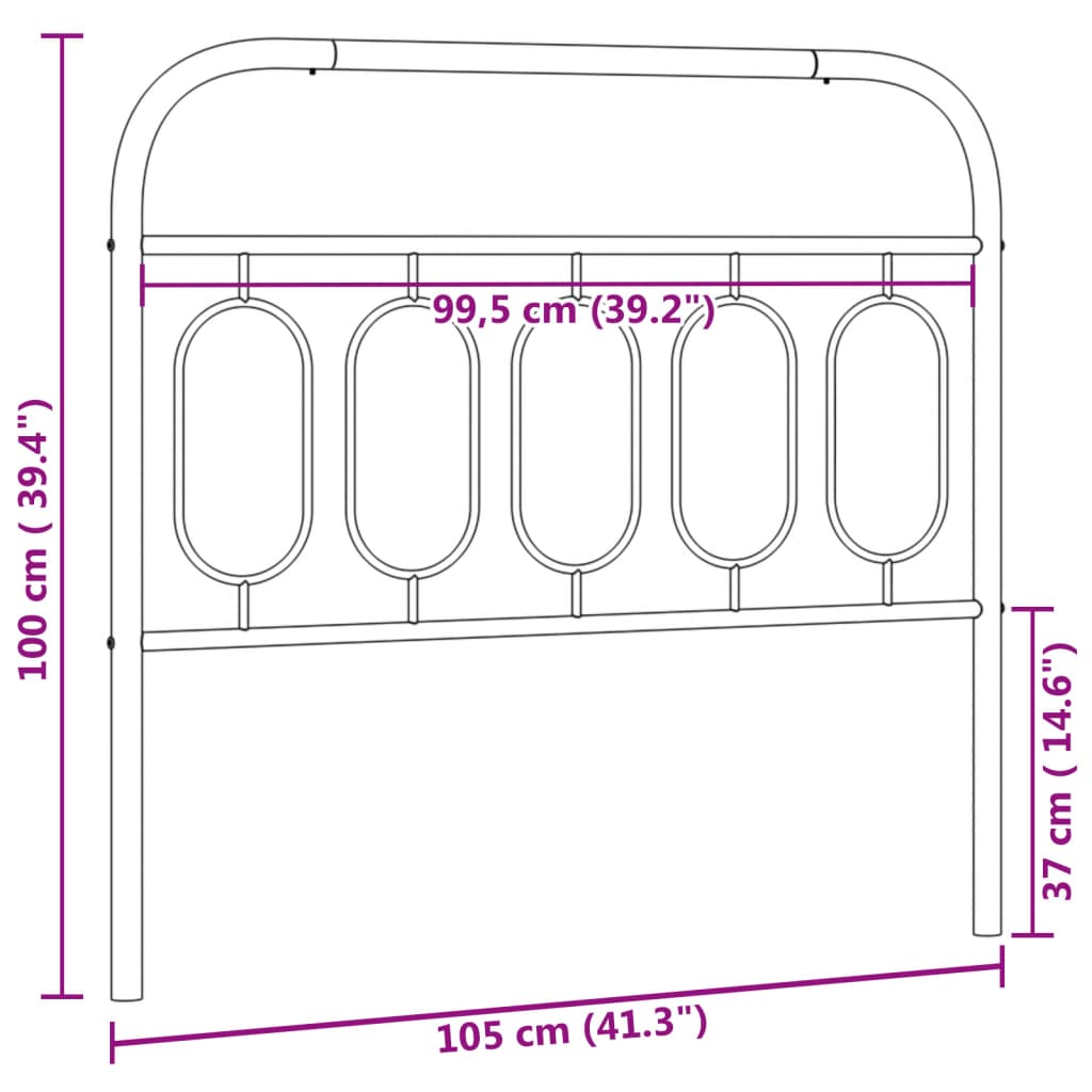 Cabeceira de cama 100 cm metal preto