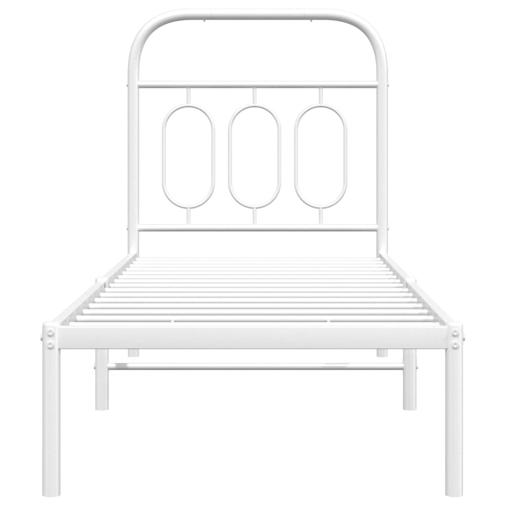 Estrutura de cama com cabeceira 75x190 cm metal branco