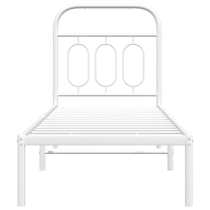 Estrutura de cama com cabeceira 75x190 cm metal branco