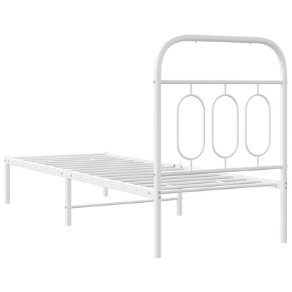 Estrutura de cama com cabeceira 75x190 cm metal branco