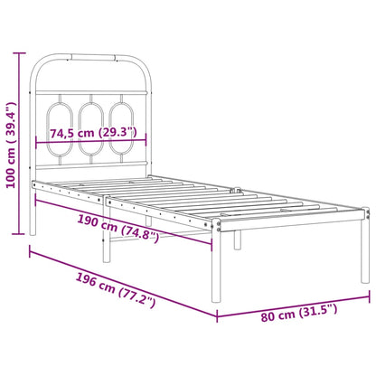 Estrutura de cama com cabeceira 75x190 cm metal branco