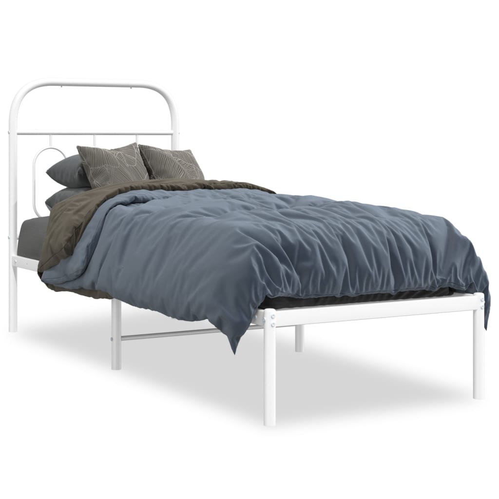 Estrutura de cama com cabeceira 75x190 cm metal branco