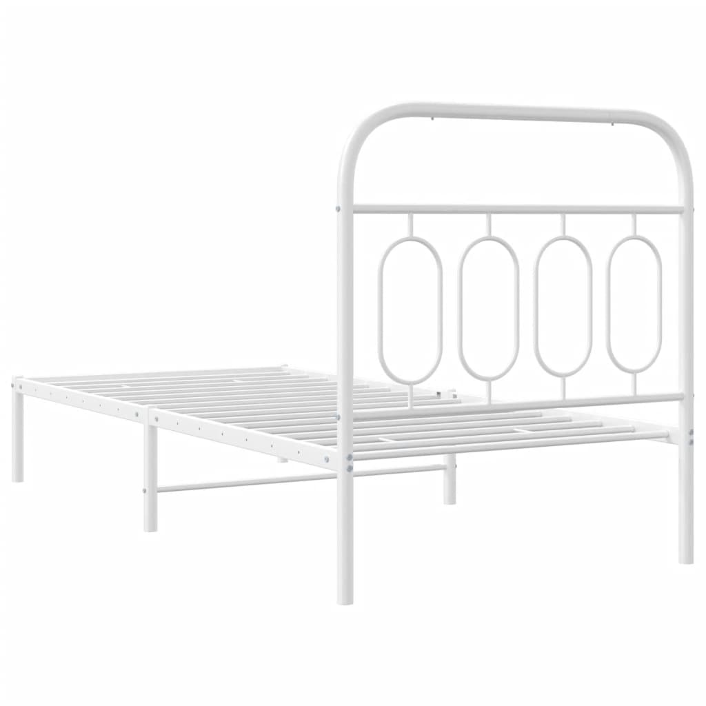 Estrutura de cama com cabeceira 90x190 cm metal branco