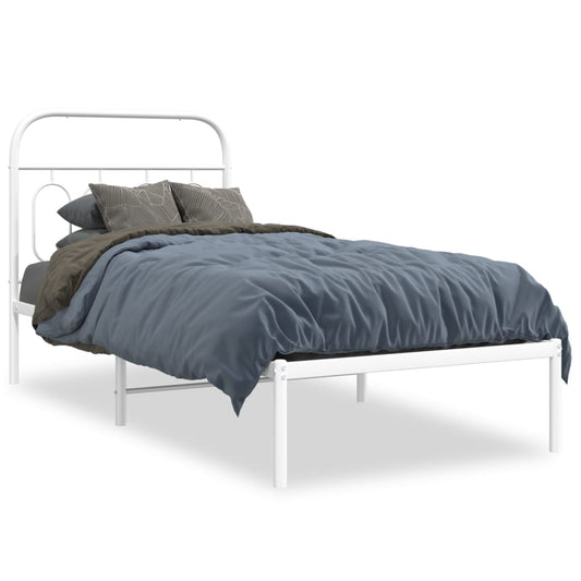 Estrutura de cama com cabeceira 90x190 cm metal branco