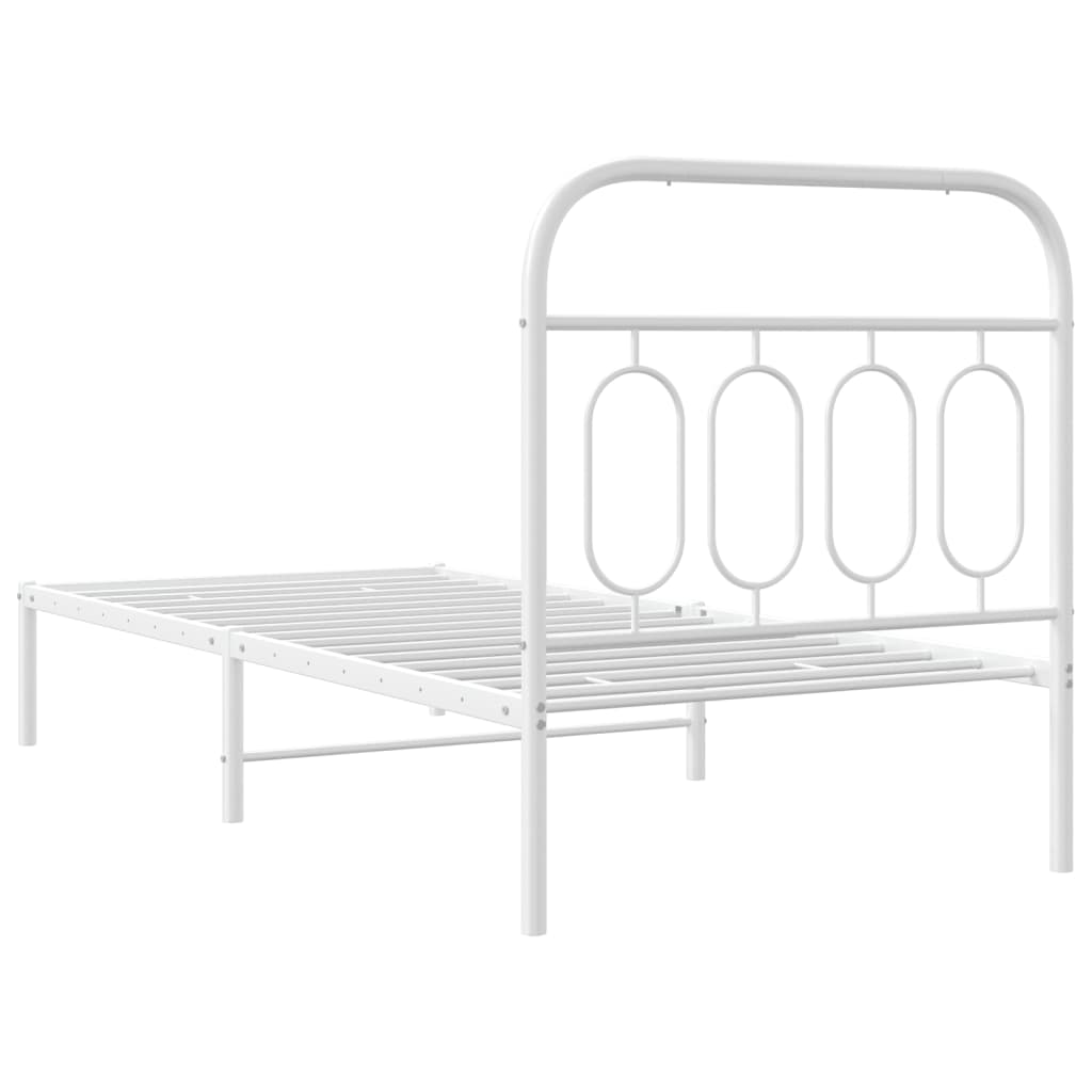 Estrutura de cama com cabeceira 90x200 cm metal branco