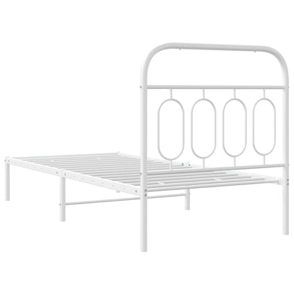 Estrutura de cama com cabeceira 90x200 cm metal branco