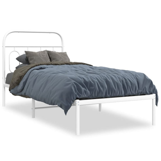 Estrutura de cama com cabeceira 90x200 cm metal branco