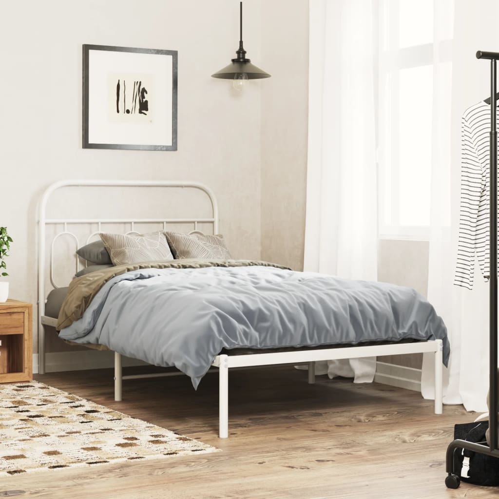 Estrutura de cama com cabeceira 100x190 cm metal branco