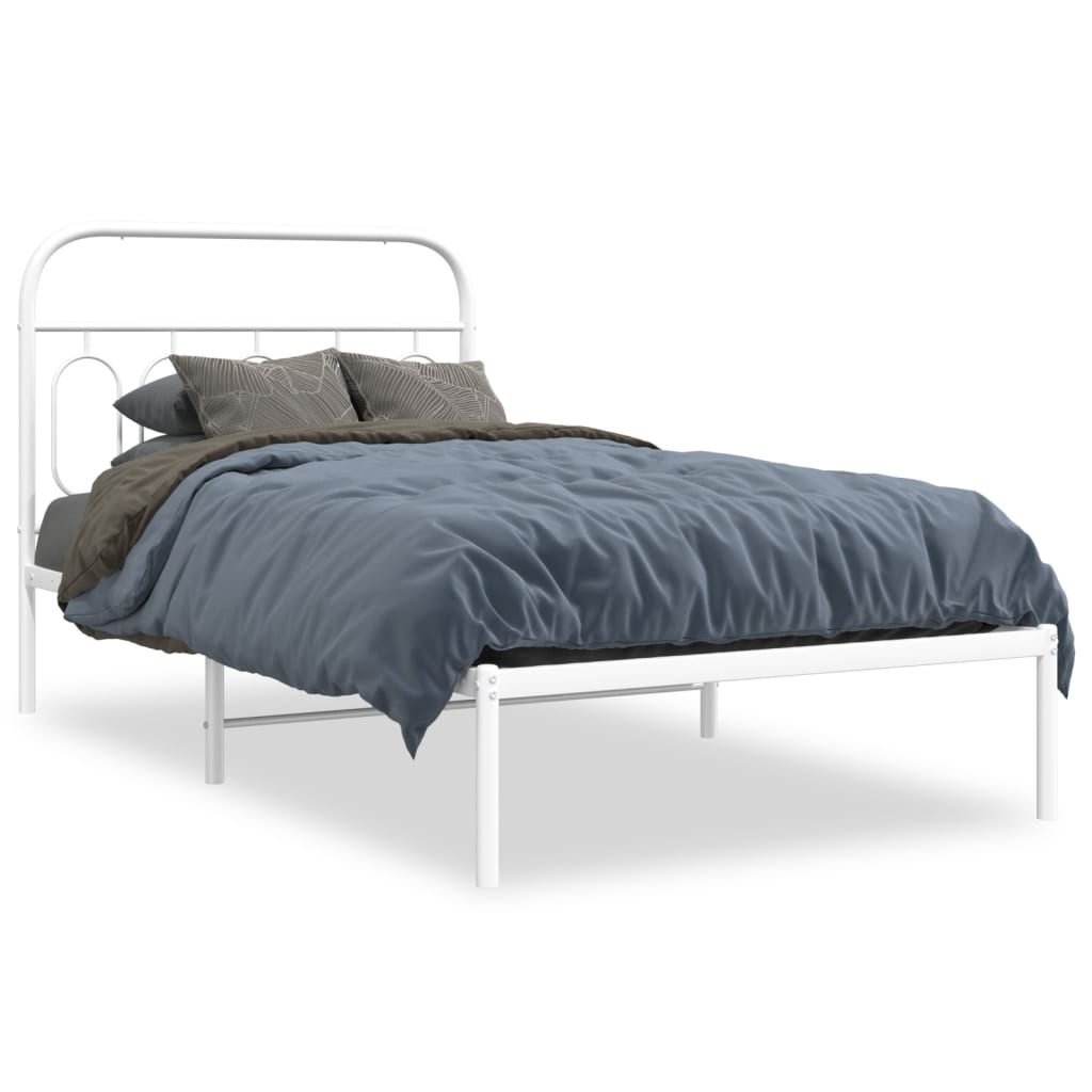 Estrutura de cama com cabeceira 100x190 cm metal branco