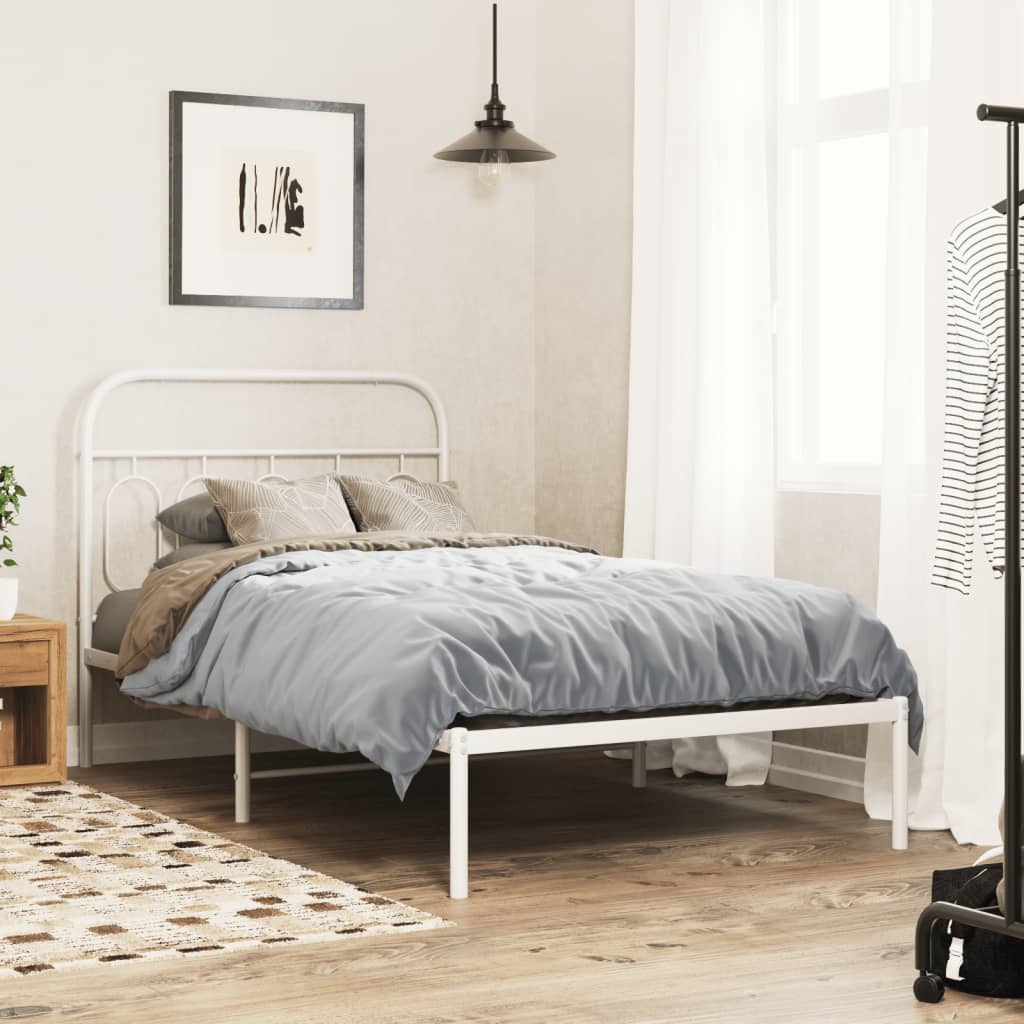 Estrutura de cama com cabeceira 100x200 cm metal branco