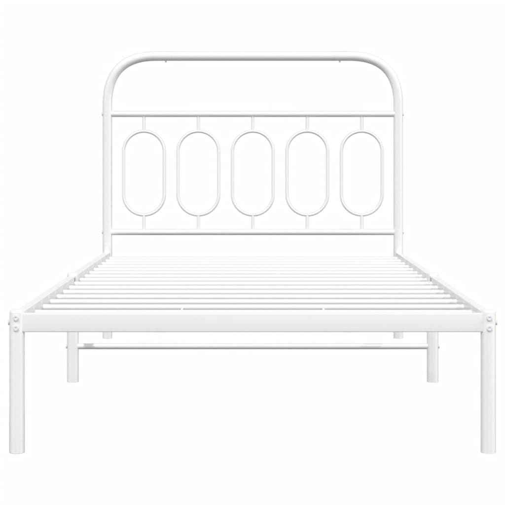 Estrutura de cama com cabeceira 100x200 cm metal branco