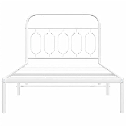 Estrutura de cama com cabeceira 100x200 cm metal branco