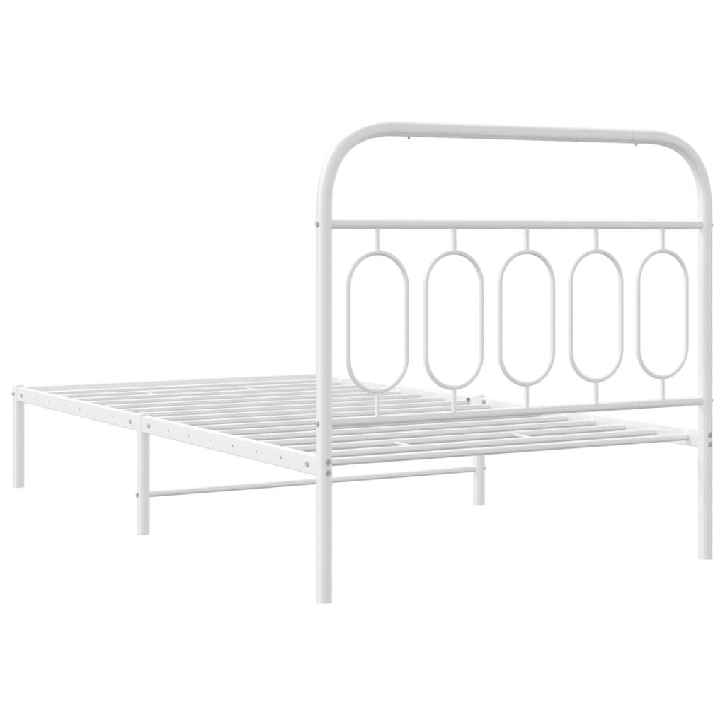 Estrutura de cama com cabeceira 100x200 cm metal branco