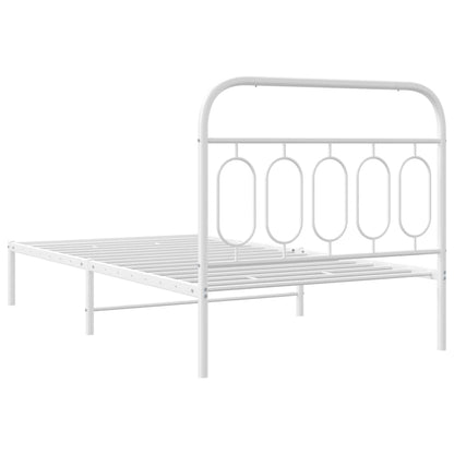 Estrutura de cama com cabeceira 100x200 cm metal branco