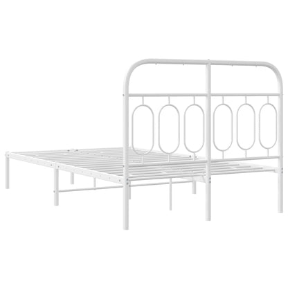 Estrutura de cama com cabeceira 120x190 cm metal branco