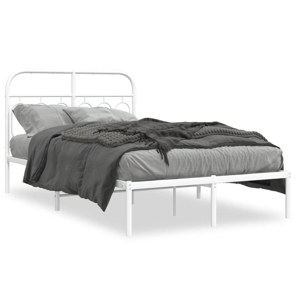 Estrutura de cama com cabeceira 120x190 cm metal branco