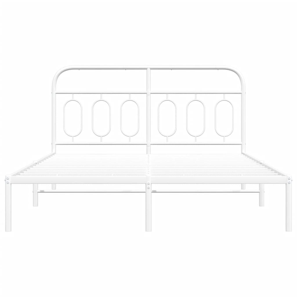 Estrutura de cama com cabeceira 135x190 cm metal branco