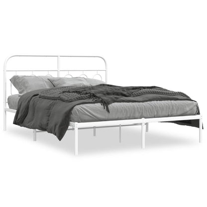 Estrutura de cama com cabeceira 135x190 cm metal branco