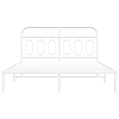 Estrutura de cama com cabeceira 140x190 cm metal branco