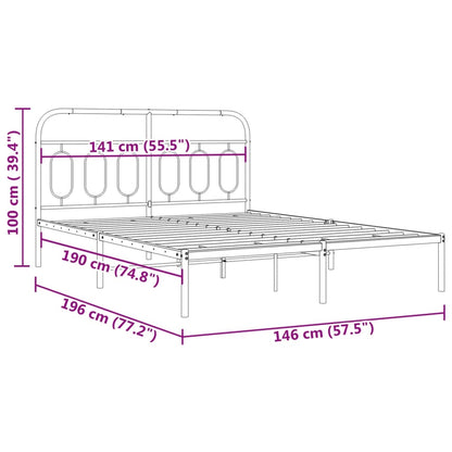 Estrutura de cama com cabeceira 140x190 cm metal branco