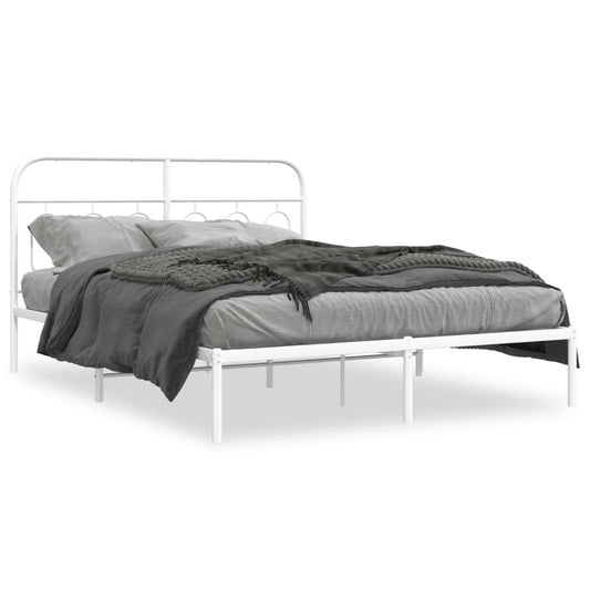 Estrutura de cama com cabeceira 140x190 cm metal branco