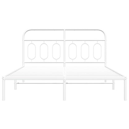 Estrutura de cama com cabeceira 140x200 cm metal branco