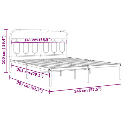 Estrutura de cama com cabeceira 140x200 cm metal branco