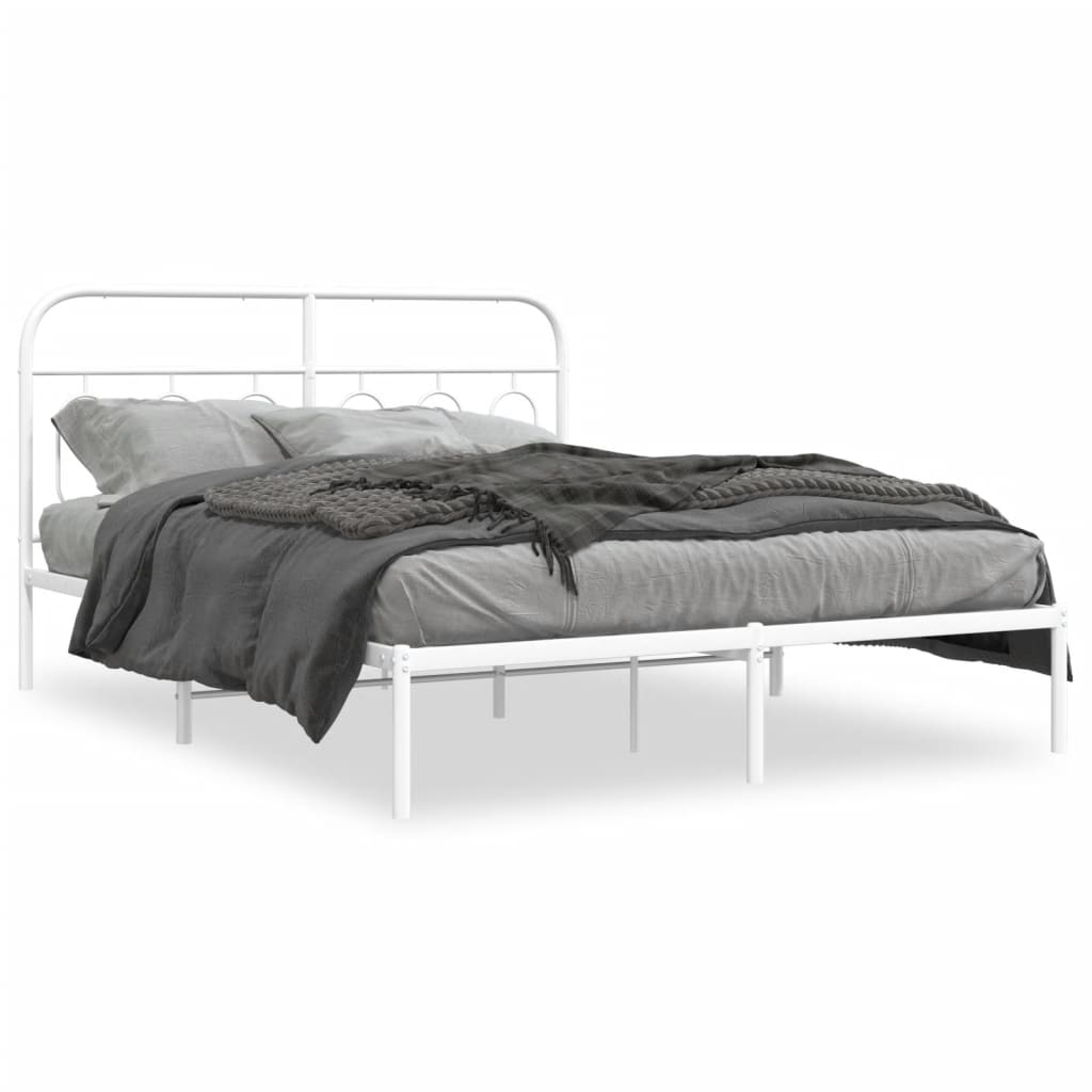 Estrutura de cama com cabeceira 150x200 cm metal branco