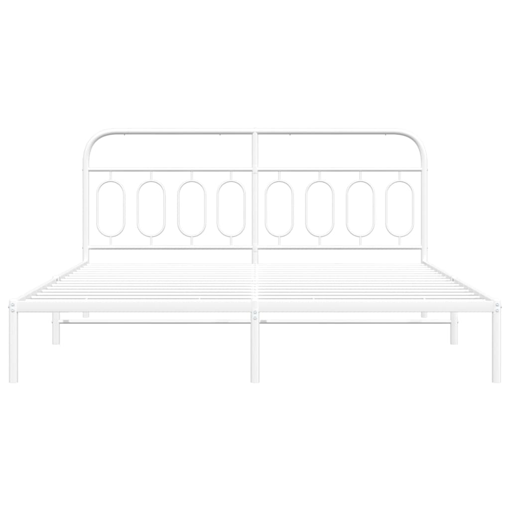 Estrutura de cama com cabeceira 160x200 cm metal branco