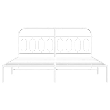 Estrutura de cama com cabeceira 160x200 cm metal branco