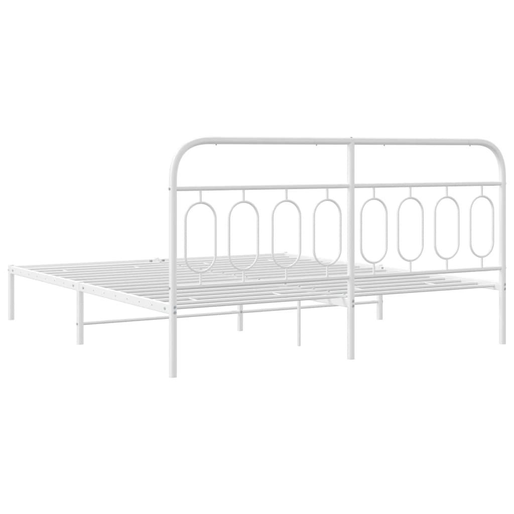 Estrutura de cama com cabeceira 160x200 cm metal branco